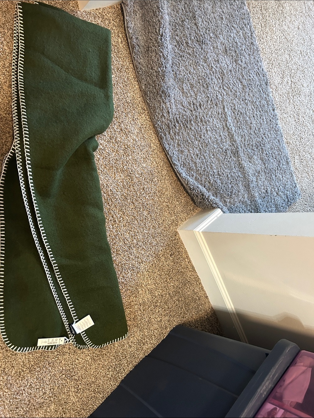 Green Wool blanket scarf  with Contrast Stitching